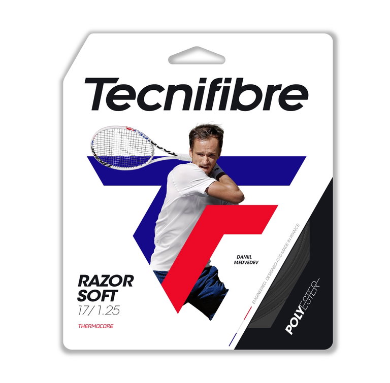 Tecnifibre Tennissaite Razor Soft (Haltbarkeit+Allround) carbongrau 12m Set